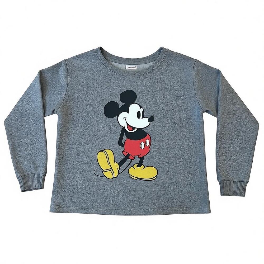 Disney Mickey Mouse Women Gray Knit Long Sleeve Crewneck Sleepwear Top Size S